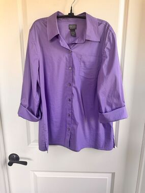 Chico's Additions No-Iron Button-Down Lavender Shirt Chico’s 2 (Large / US 12)